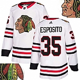 Blackhawks #35 Esposito White With Special Glittery Logo Adidas Jersey,baseball caps,new era cap wholesale,wholesale hats